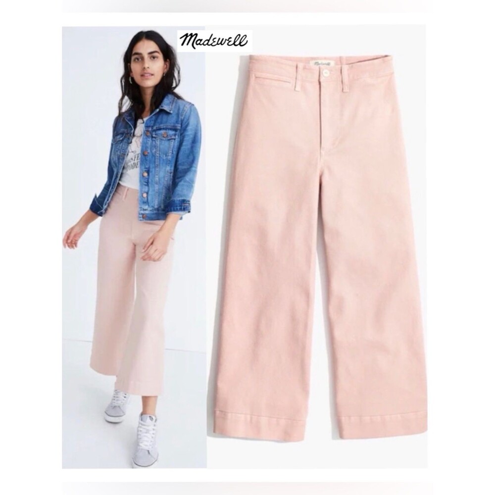 Madewell Emmett Wide Leg Crop Pants Pink Oyster Plus Size 34 High Rise Preppy